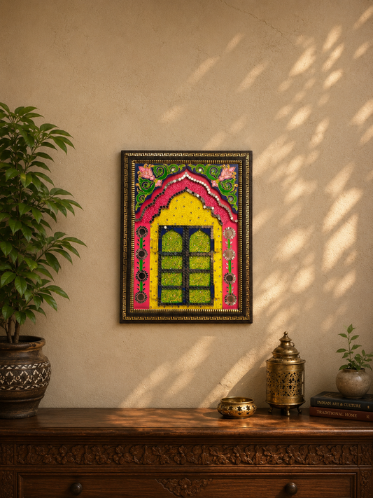 Pink & Yellow Mewari Jharokha