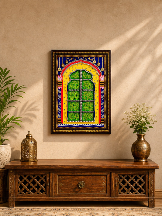 Royal Blue & Yellow Mewari Jharokha (Festive Heritage Edition)