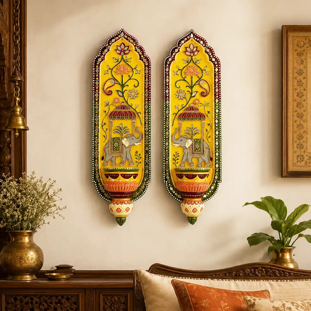 Welcoming Gaja Shriyam Wall Panel Set