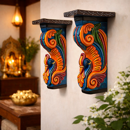 Priya Peacock Corbel Bracket Set