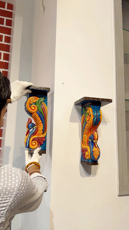 Priya Peacock Corbel Bracket Set
