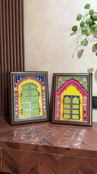 Pink & Yellow Mewari Jharokha